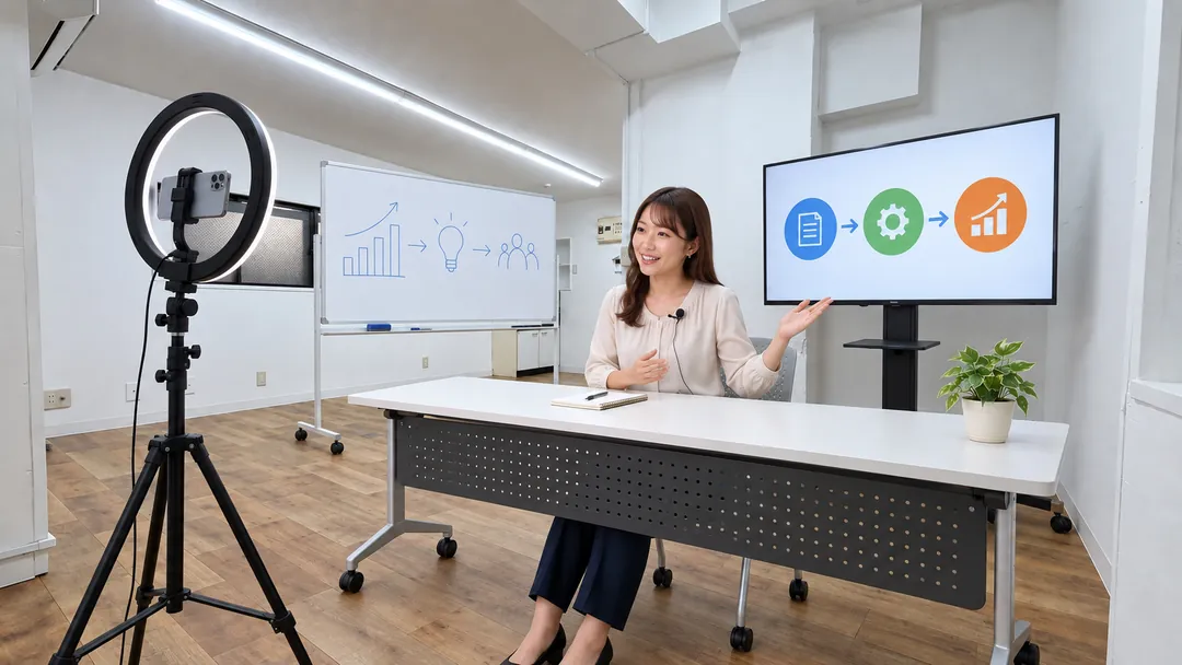 撮影用のライトを使った動画撮影のイメージ